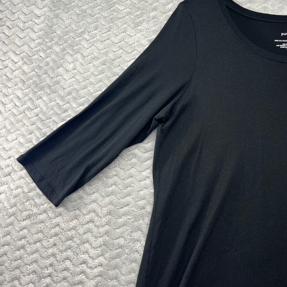 Pure Jill Womens Black 3/4 Sleeve Scoop Neck Knit Tunic Top, Casual Everyday - Picture 3 of 16